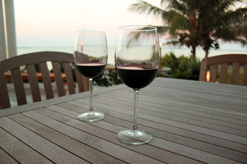 Glasses of Wine by the Sea